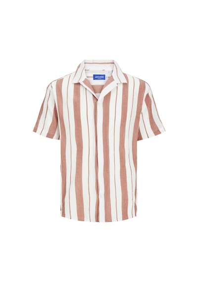 Jack & Jones Erkek Rahat Kesim Çizgili Gömlek - Luke 12255235 Maple Syrup Kiremit