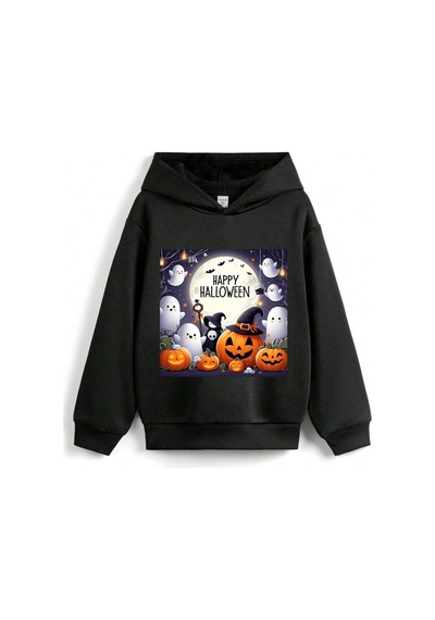 Stil X Halloween - Cadılar Bayramı Baskılı, Kapüşonlu Çocuk Sweatshırt, 3 İplik Şardonlu Siyah-9 Stil X Halloween - Cadılar Bayramı Baskılı, Kapüşonlu Çocuk Sweatshırt, 3 İplik Şardonlu Siyah-9