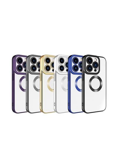 Zore İphone 15 Pro Max Uyumlu Kamera Korumalı Logo Gösteren Nvth Omega Kılıf-gold
