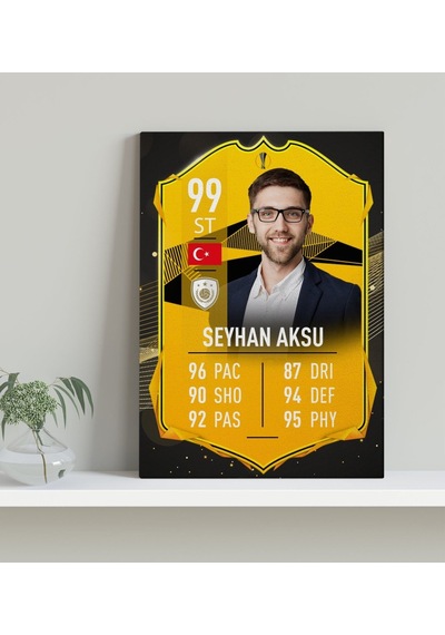 Kişiye Özel Kanvas Tablo Futbolcu Kartı 30X50Cm-14