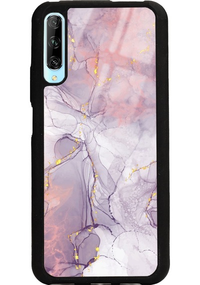 Huawei P Smart Pro Fuşya Mermer Tasarımlı Glossy Telefon Kılıfı Çok Renkli