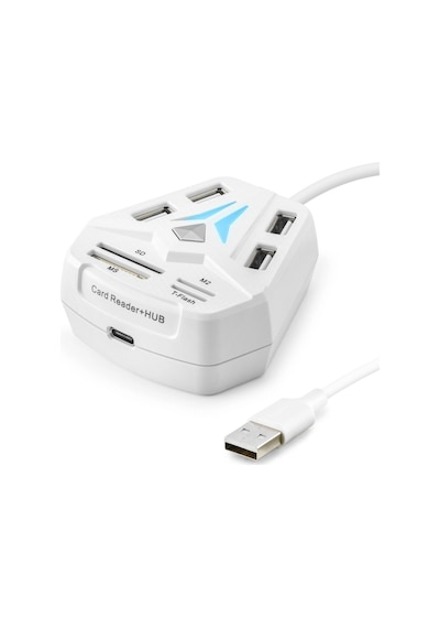 4 Adet Usb Hub Kart Okuyucu 8 Port Beyaz A068w