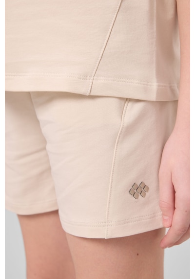 Bej Pamuklu Yumuşak Dokulu Standart Fit Basic Kız Çocuk Şort Takım - 75184 Bej