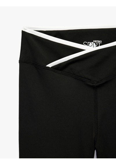 Koton Kemer Detaylı Slim Fit Yüksek Bel Spor Tayt Siyah 6sak40264nk