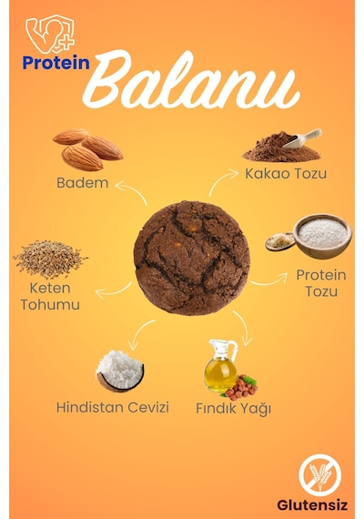 Balanu Proteinli Kakaolu Badem Kurabiyesi 60gr X3 Adet