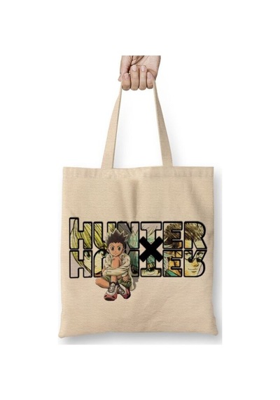 Toyaso Hunter X Hunter Logo Bez Çanta Uzun Saplı Alışveriş Çantası Plaj Çantası Beyaz