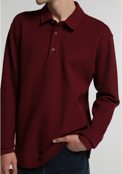 Colin's Colins Relaxed Fit Polo Yaka Düz Erkek Mor Uzun Kol Tişört Cl1083184 Q1.v1 Plm
