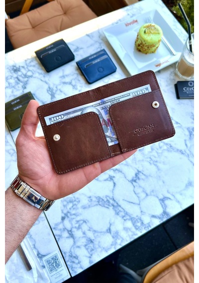 Rixe Antik Kahve Unisex Hakiki Deri Kartlık Cüzdan Ultra Ince Kişiye Özel Isim Baskılı Kahverengi
