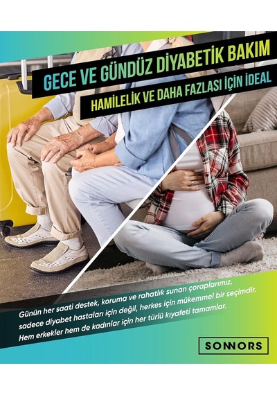 Xmlbayiciniz 4 Çift Diyabetik Çoraplar - Organik Pamuk Çorap Erkek Kadın Çorabı - Dikişsiz Nefes Alabilir Rahat Lastik & Vücu Genel