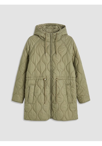 Lcw Everyday Haki Kapüşonlu Oversize Kadın Şişme Mont