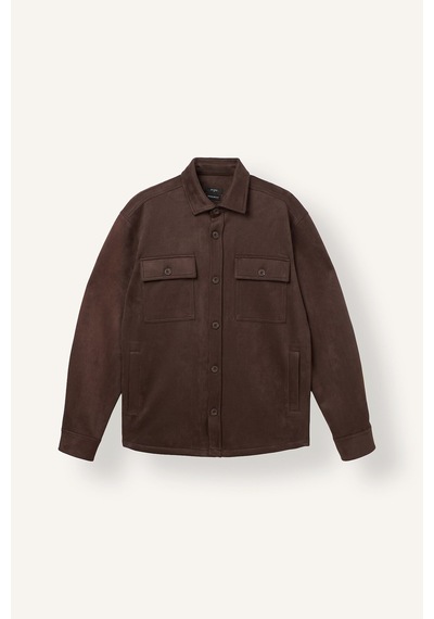 Defacto Regular Fit Polo Yaka Cepli Süet Gömlek Ceket A5110ax26wnbn192 Kahve-bn192