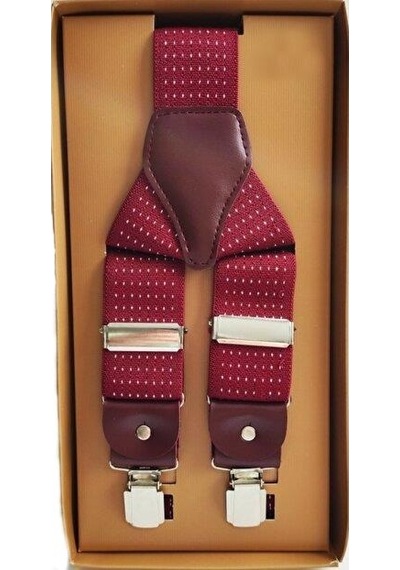 Unısex Bordo Puantiyeli Pantolon Askısı