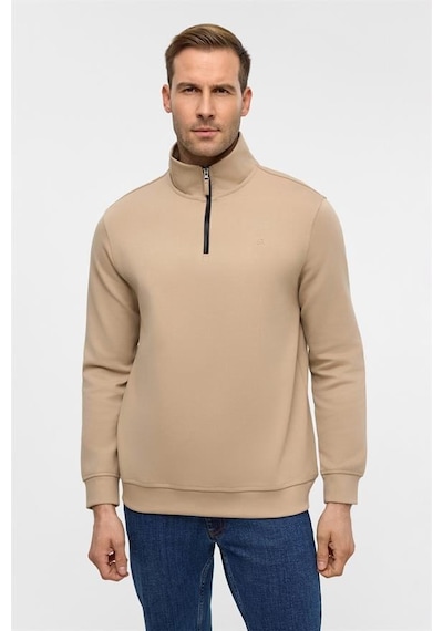 Süvari Bej Regular Düz Yarım Balıkçı Yaka Sweatshirt Bej