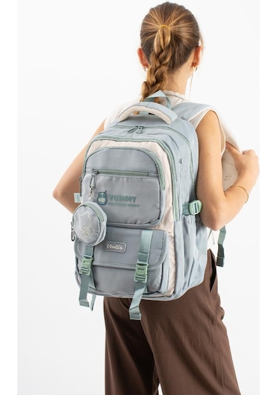 Ventis Unisex Okul Çantası Ortaokul Lise Cüzdanlı Sırt Çantası 43 30 Cm Su Geçirmez Kumaş Vnt5-e Mavi