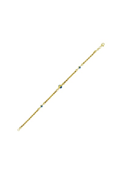 Altın Nazar Boncuklu Bileklik T075721 Sarı Altın