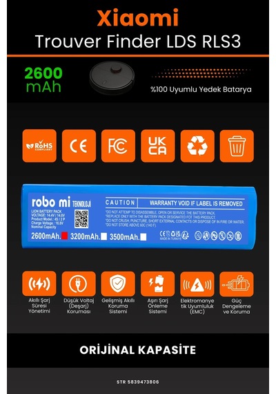 Xiaomi Trouver Finder Lds Rls3 2600mah Robot Süpürge Bataryası