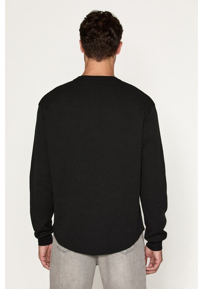 Grımelange Sıella Erkek Organik Pamuklu Patlı Uzun Kollu Siyah Sweatshirt