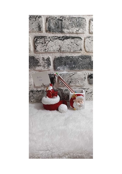 El Yapımı Noel Baba Kağıt Tutacağı Ve Kalemlik Seti,özel Tasarım 2'li Set.