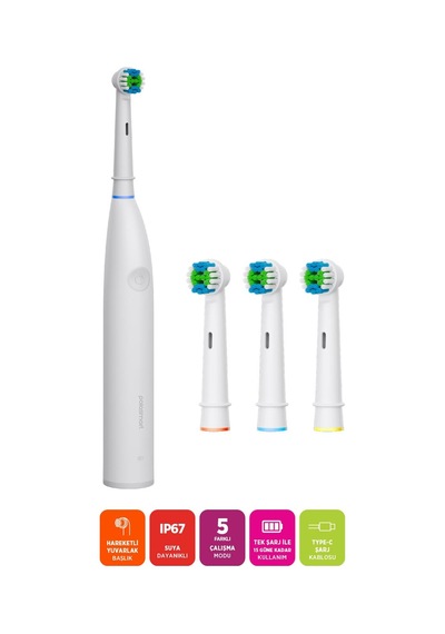 Polosmart Psc81 Şarjlı 5 Modlu Ip67 Suya Dayanıklı Diş Fırçası Beyaz Şarjlı
