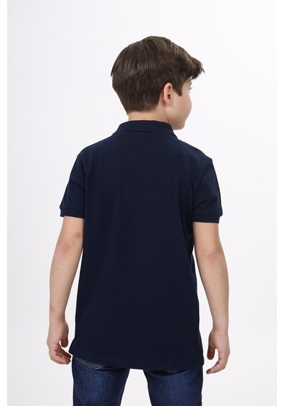 Toontoy Kids Toontoy Unisex Polo Yaka Düğmeli Uzun Kısa Tişört Lacivert