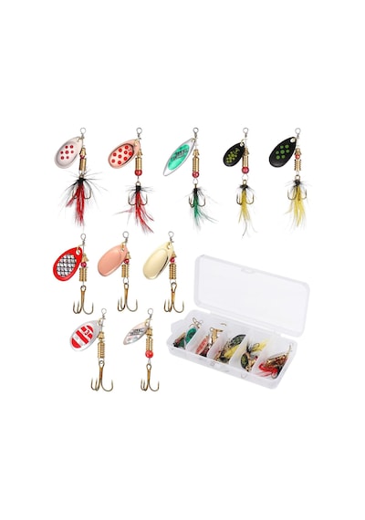 Valkyrie 10 Adet Kutulu Fly Spinner Bait Yem Zoka Seti Döner Tip Tatlı Tuzlu Sinek Olta