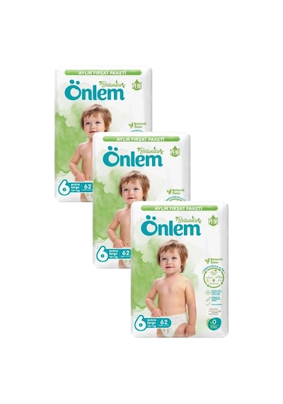 Önlem Botanika Bebek Bezi 6 Numara Aylık Fırsat Paketi X-large 62'li x 3 3'lü