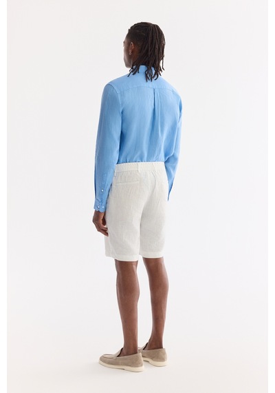 Avva Erkek Beyaz Beli Lastikli %100 Keten Relaxed Fit Şort B003732