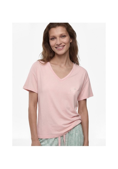 Koton V Yaka Kısa Kollu Çiçek Desenli Pijama Seti Çiçek Desenli 6slk50003mw Çok Renkli