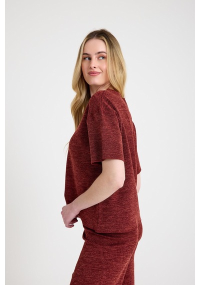 Cotenconcept Cepsiz Bol Kesim Dökümlü İkili Tişört Ve Pantolon Takımı Bordo
