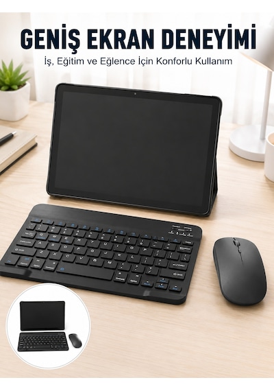 Android İşletim Sistemli Sım Kart Girişli Tablet Bluetooth Klavye Mouse Seti Mobil İnternet Destekli - Lisinya Diğer