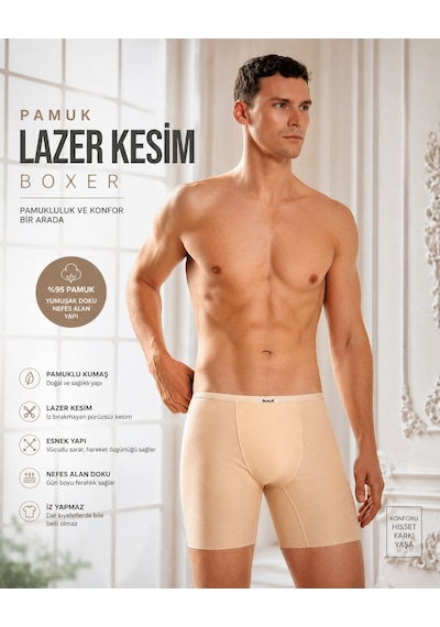 Berrak Erkek Pamuklu Lazer Kesim Boxer İz Yapmaz, Nefes Alan Premium Konfor Ten