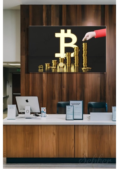 Dekoratif Yatay Kanvas Tablo Tekli Ofis Broker Bankacılık Yatırım Kripto Para Bitcoin Borsa Forex