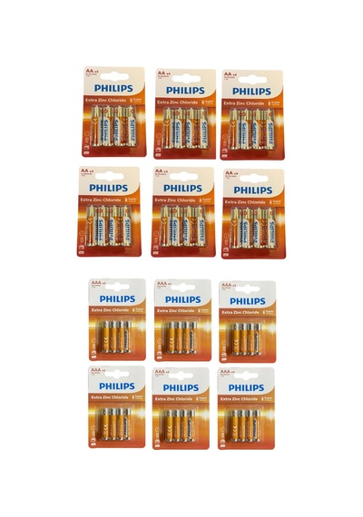 Philips Kalem Ve İnce Pil - 48 Li Extra Çinko 2 Boy Pil 4x6 24 Adet