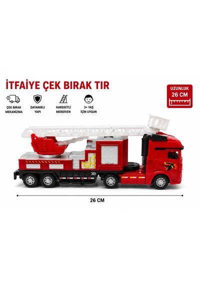 Duman 26 Cm Itfaiye Kurtarma Kamyonu Hareketli Sepetli Oyuncak Itfaiye