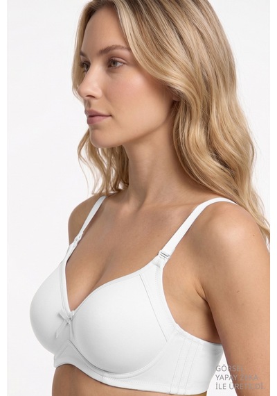 Cottonill Bra - Celina Beyaz Balensiz Kaplı Minimizer Büyük Beden Kadın Sütyen