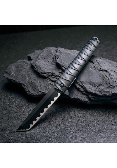 Samurai Tanto Çelik Kamp Çakı Siyah