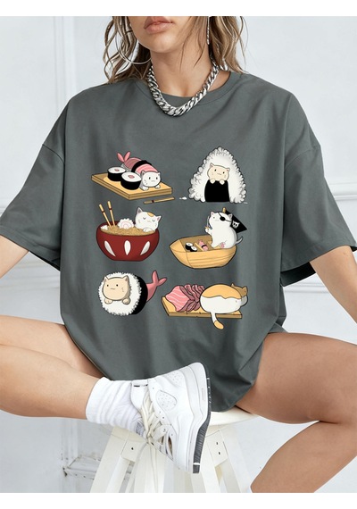 Noıssey Urban Pop Graphic Kadın Tişört Koleksiyonukod 5124 Füme