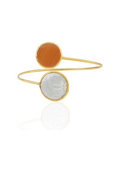 Kadir Jewellery 22 Ayar Altın Kaplama Ayarlanabilir İnci Bilezik Kırmızı