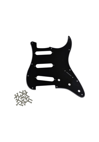 Stratocaster St Kasa Elektro Gitar Pickguard 3 Katmanlı 11 Delikli Düz Siyah
