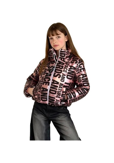 Veraura Lifestyle Kız Çocuk Pembe Parlak Yazılı Şişme Mont