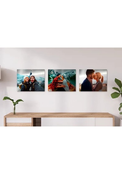 Premium Kişiye Özel 3 Adet Metal Poster Tablo Full Hd Kalite Baskı 20x20 Cm Çok Renkli