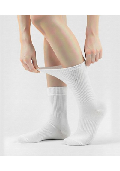 Ozzy Socks Kadın 4 Çift Bambu Lastiksiz Sıkmayan Diabetik Bilek Çorap Beyaz