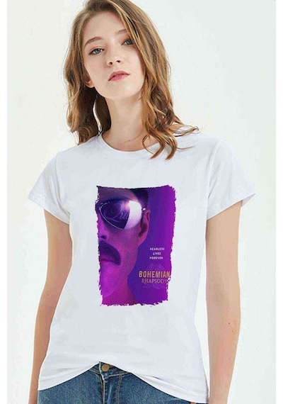 Queen Bohemıan Rhapsody Post Baskılı Beyaz Kadın Tshirt (534309109)