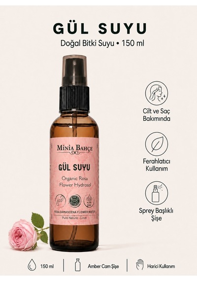 Minia Bahçe Doğal Gül Suyu 150 ML
