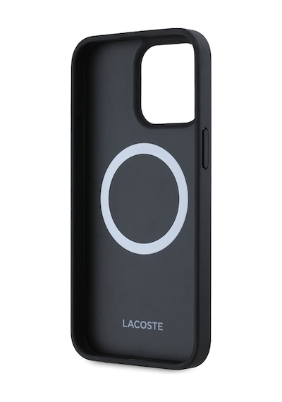 Apple Uyumlu iPhone 15 Pro Max Kılıf Lacoste Lisanslı Magsafe Özellikli Mono Vintage Logo Kapak Siyah Siyah