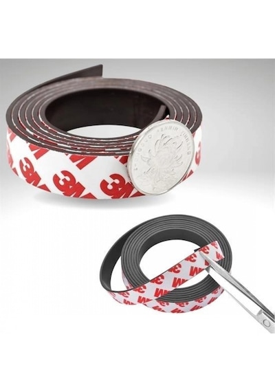 Yapışkanlı Şerit Mıknatıs Magnet Kes Kullan Güçlü Sağlam Rulo Çıkarılması Kolay Siyah 2cm X 1 Mt Bel Diğer