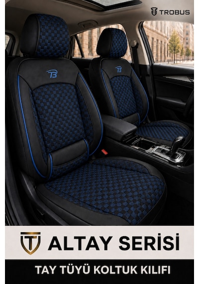 Peugeot 305 1977 1989 Uyumlu Altay Bel Destekli Tay Tüyü Oto Koltuk Kılıfı Siyah Mavi