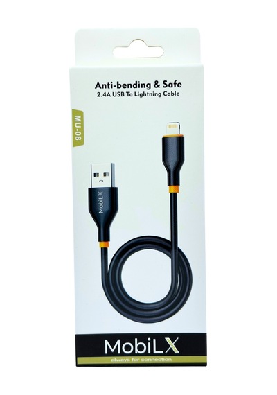 Mobilx Mu-08 2.4a Silikon Usb To Lightning Hızlı Şarj Ve Data Kablosu 1m