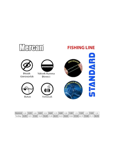 Mercan Standart 1 KG Haki Yeşil Bobin Misina