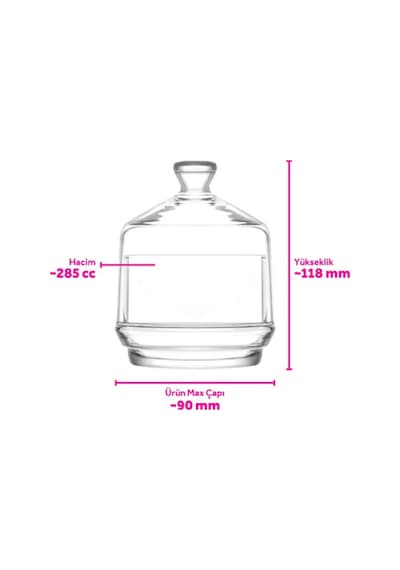 Lav Berry Cam Şekerlik Tekli 285 ml Cam Kapaklı
